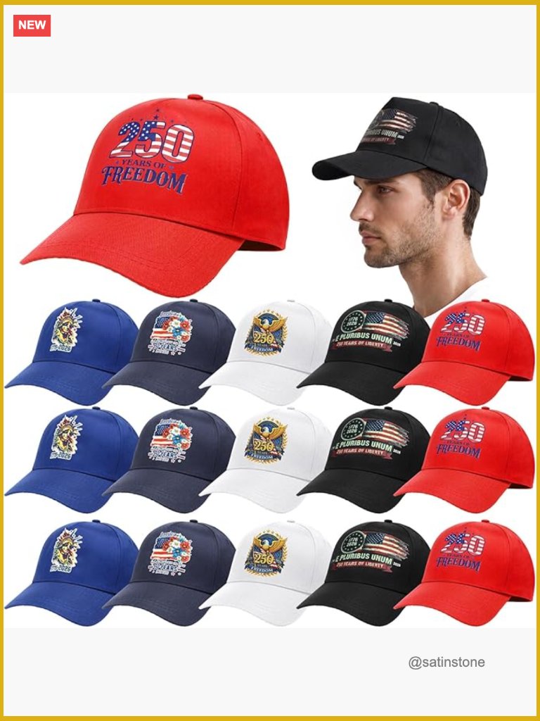 Patriotic Eagle Design Adjustable Baseball Caps 20 Pack 250th Anniversary